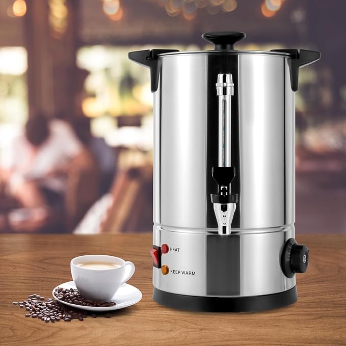 Commercial Grade Stainless Steel Percolate Coffee Maker Hot Water Urn for Catering 8L/2.11gal Premium Commercial Coffee Machine Large Stainless Steel Coffee Maker Metallic