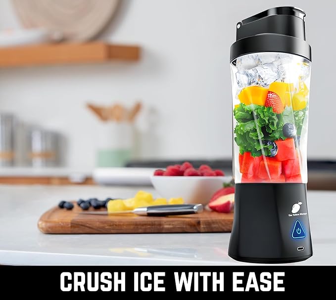 TORPEDO Portable Blender (Black) Cordless 24oz. Vessel Personal Blender for Shakes &amp Smoothies BPA Free Leakproof Sip Lid &amp Self Cleaning - Travel with 6 Sharp Blade USB - C Metal Cable