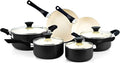 Cook N Home Pots And Pans Set Nonstick 10 Piece Ceramic Cookware Sets Kitchen Non Stick Cooking Set With Saucepans Frying Pans Dutch Oven Pot With Lids Black