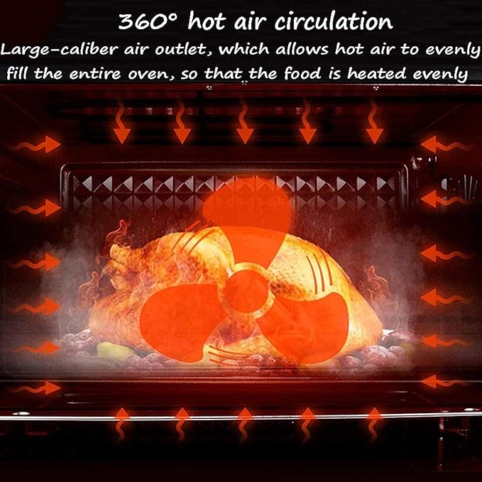 Electric Convection Oven Air Fryer 40L Large Capacity 60min Timer Built-in Baking Light 90°C to 230°C Temperature Control for Toasting Baking and Broiling