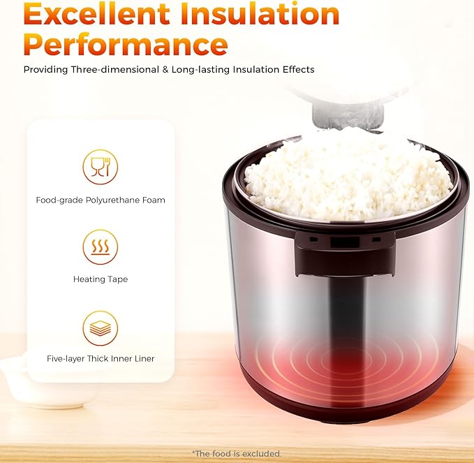 Rice Warmer Commercial Upgraded Lid Non-stick Inner Pot Electric Rice Warmer for Restaurant (19L/20QT) for Parties Festival Banquets Catering Fast Food Restaurants Canteens