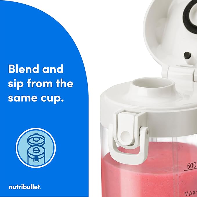 nutribullet Portable Blender Cordless 20oz Vessel Personal Blender USB-C Rechargeable White NBPB50100W