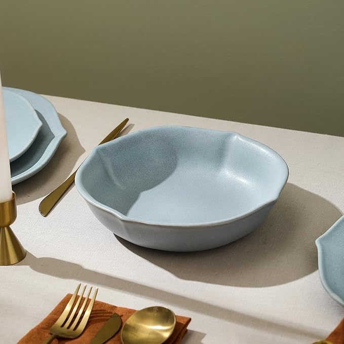Stone Lain Baskerville 12-Piece Dinnerware Set Stoneware Light Blue