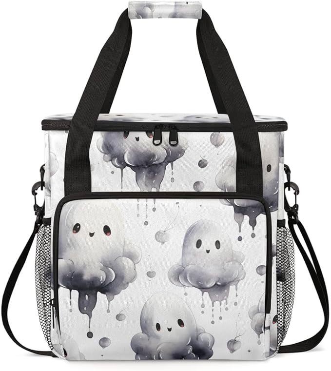 Oil Painting Halloween Ghosts Coffee Maker Carrying Bag Travel Storage Bag Compatible with K-Mini or K-Mini Plus Single Serve Coffee Brewer Carrying Case with Multiple Pockets &amp Shoulder Strap