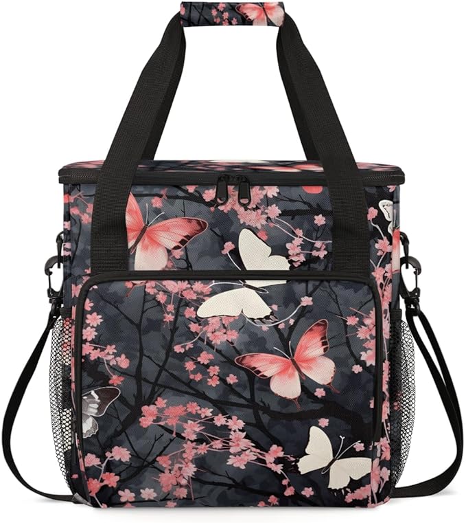 Abstract Butterfly Coffee Maker Carrying Bag Artistic Butterfly Travel Storage Bag Compatible with K-Mini or K-Mini Plus Single Serve Coffee Brewer Carrying Case with Pockets &amp Shoulder Strap