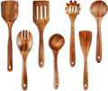 Wooden Spoons for Cooking Wooden Utensils for Cooking Natural Teak Wooden Kitchen Utensils Set Comfort Grip (7 PCS SET)
