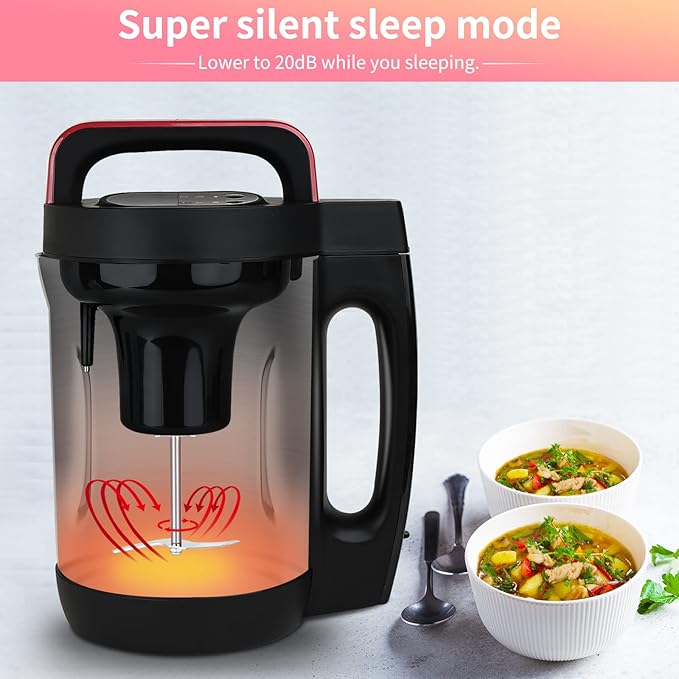 2L Soup Maker Makes 2-6 Servings LCD Touch Control Panel Stainless Steel Blender &amp Heater 800W for Soups Smoothies Sauces — Smart Kitchen Appliance for Homemade Soup