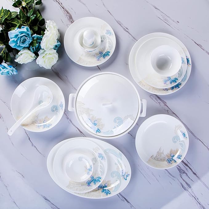 Ceramic Dinnerware Set Retro Style Beautiful Blue and White Porcelain Combination Set for Household Dinner Wedding Hotel Christmas