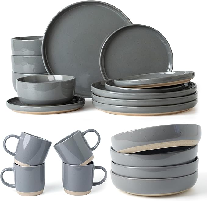 Famiware Milkyway Dinnerware Sets 20 Piece Dish Set Dark Gray