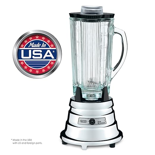 Waring Commercial BB900G 1/2 HP Chrome Bar Blender with 40-Ounce Glass Container Silver