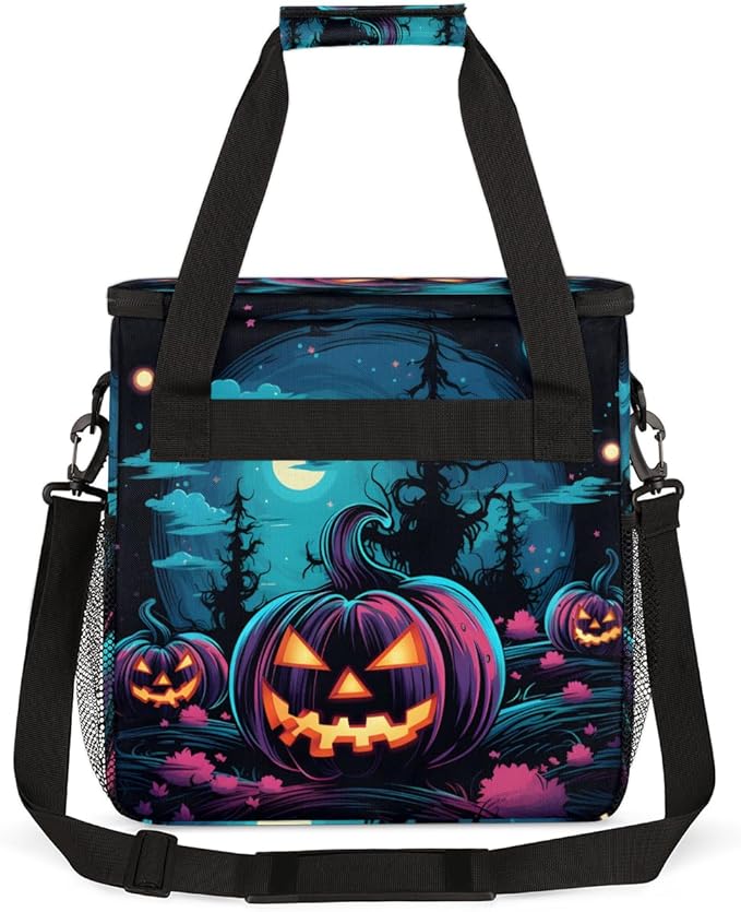 Halloween Pumpkin Coffee Maker Carrying Bag Portable Travel Storage Tote Bag Compatible with K-Mini or K-Mini Plus Single Serve Coffee Brewer Carrying Case with Multiple Pockets &amp Shoulder Strap