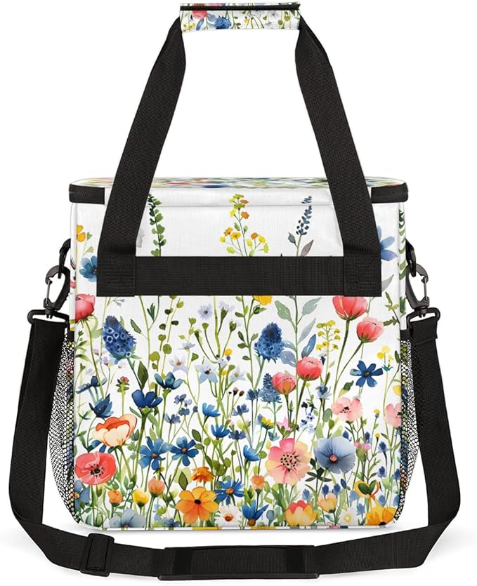 Botanic Flowers Coffee Maker Carrying Bag Portable Travel Storage Tote Bag Compatible with K-Mini or K-Mini Plus Single Serve Coffee Brewer Carrying Case with Multiple Pockets &amp Shoulder Strap
