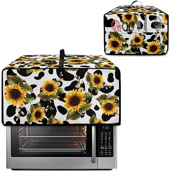 Doojoayie Small Appliance Covers 4 Slice Toaster Cover Universal Fit Kitchen Appliance Dust Protector Compatible with Toaster Oven/Bread Machine/Air Fryer Sunflower Print
