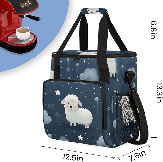 Sheep Night Star Coffee Maker Carrying Bag Portable Travel Storage Tote Bag Compatible with K-Mini or K-Mini Plus Single Serve Coffee Brewer Carrying Case with Multiple Pockets &amp Shoulder Strap
