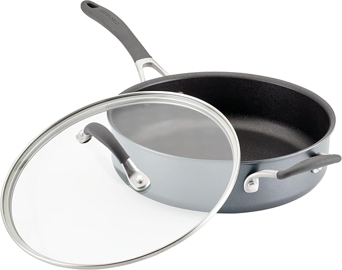Circulon A1 Series with ScratchDefense Technology Nonstick Induction Sauté Pan with Helper Handle and Lid 5 Quart Graphite
