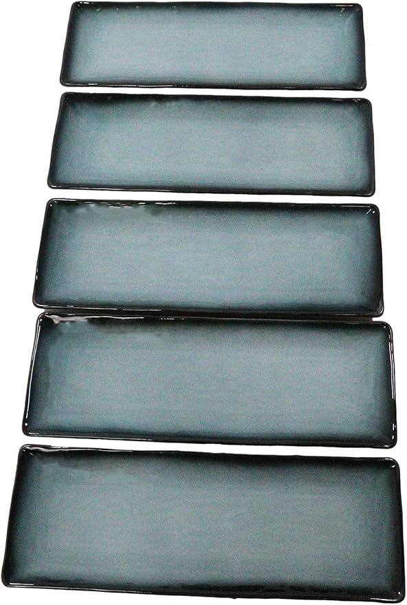 Ebros Gift Blue Sky Stars Artistic Seikai Porcelain Collection Dinnerware Serveware Kitchenware Set Asian Japanese Dining Restaurant Supply (Pack Of 5 Rectangular Serving Platter 14L)