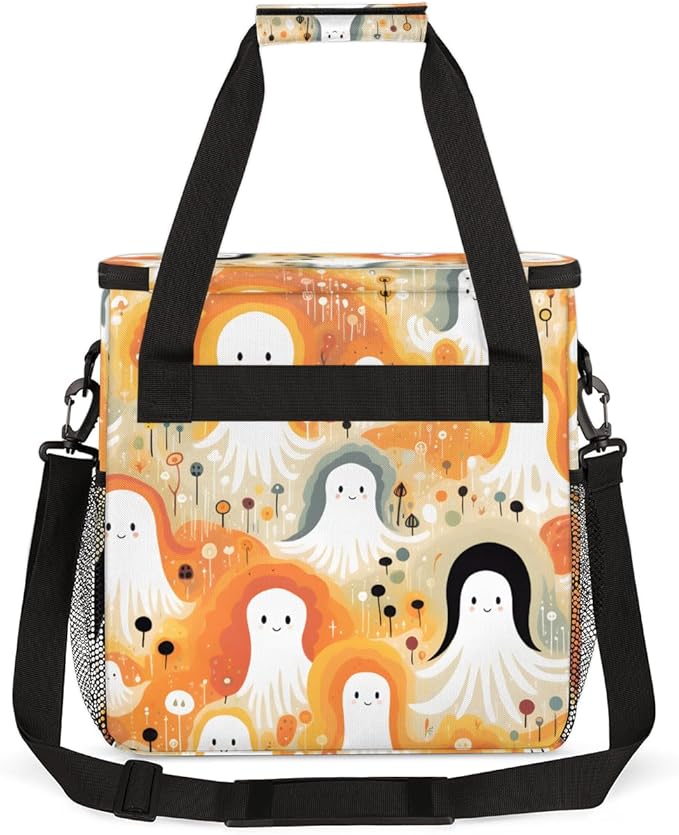 Halloween Ghosts Coffee Maker Carrying Bag Magical Ghosts Travel Storage Bag Compatible with K-Mini or K-Mini Plus Single Serve Coffee Brewer Carrying Case with Multiple Pockets &amp Shoulder Strap