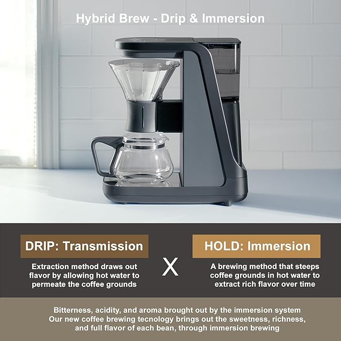 Tiger Hybrid Automatic Coffee Maker - Pour Over Coffee Maker &amp Immersion Brewing Coffee Machine Innovative Design for Outstanding Brew Black 6 Cup 24 ounce 0.72L