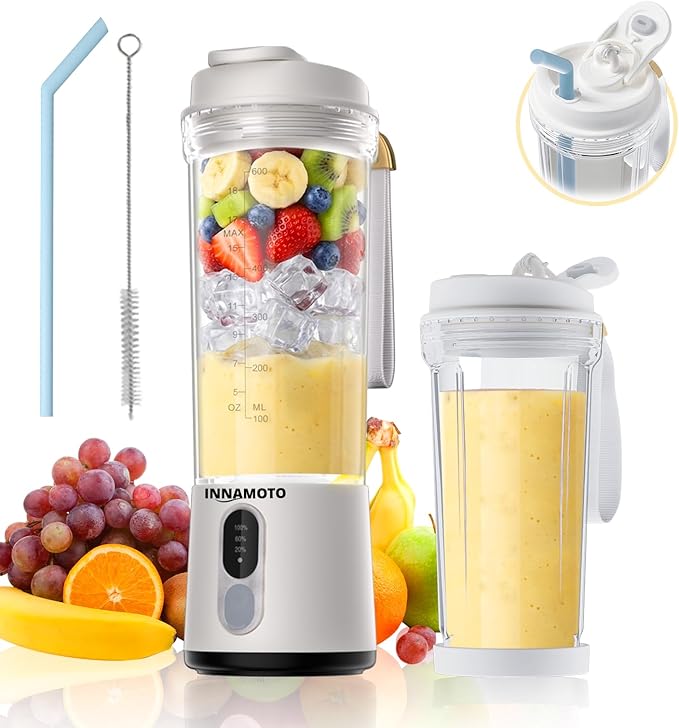 Portable Blender for Smoothies &amp Shakes - 20oz Cordless Personal Size Blender With Leak-proof Travel Lid Type-C Rechargeable BAP Free Juice Cup Freshly Squeezed in Gym/Office/Picnic