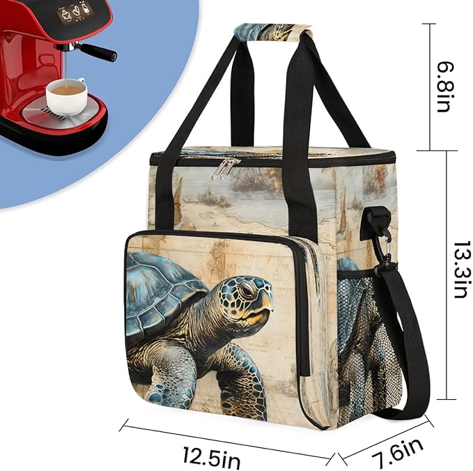 Nautical Sea Turtle Coffee Maker Travel Bag for K-Mini or K-Mini Plus Single Serve Coffee Brewer Portable Storage Tote Case for Tarvel