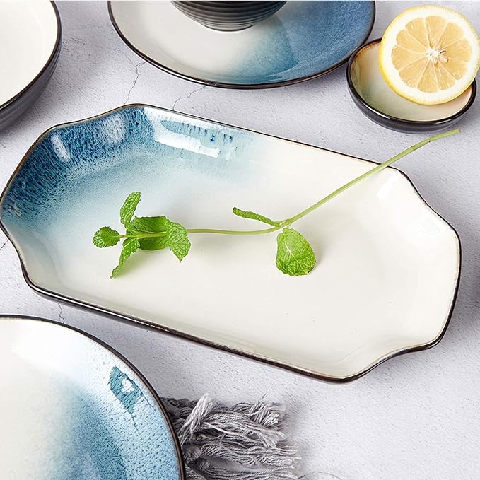 Dishes Dessert Plates 18-Piece Ceramic Dinnerware Set Elegant Dinner Plates SetService for 4Round Dinner Plate SetsMicrowave Oven and Dishwasher