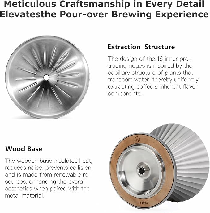 Pour Over Coffee Dripper Drip Coffee Pour Over Maker Resuable Blossom Cone Funnel Stainless Steel Metal Coffee Filter for Travel Camping Office Home Coffee Maker Brew (Sky Blue)