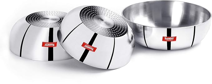 Sumeet 3mm Induction Bottom Aluminium Tasra Set of 3Pcs (1.8Ltr 2.3Ltr 2.8Ltr)