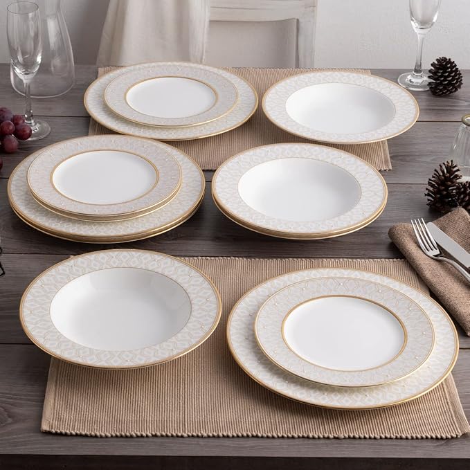 Noritake Noble Pearl 12-Piece Dinnerware Set Service for 4