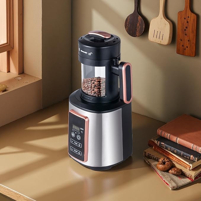 Electric Coffee Bean Roaster Machine for Home Use – 1500W Air Coffee Roaster with Adjustable Temperature &amp Timer Built-In Chaff Collector &amp Air Circulation 100g Capacity Electric Coffee Roast