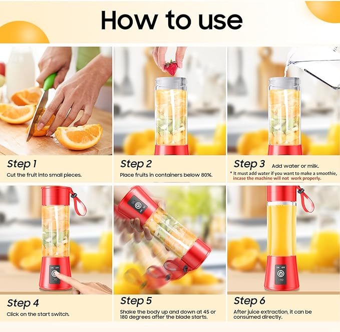 2026 Newly Upgraded Portable Smoothie Blender - Cordless Personal Blender Type-C Rechargeable 13Oz Juice Cup BAP Free 20000Rpm Speed Powerful Blending Freshly Squeezed in Sports/Office
