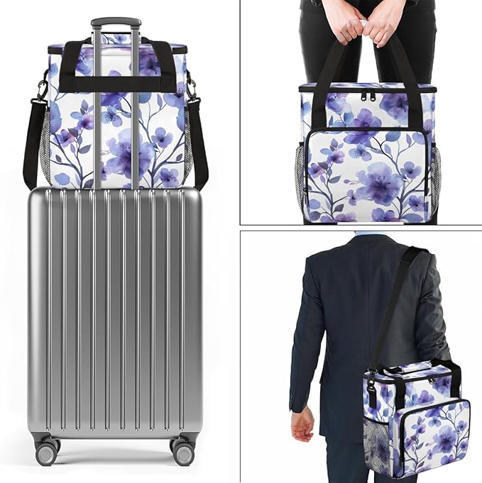 Honeyed Flowers Coffee Maker Carrying Bag Portable Travel Storage Tote Bag Compatible with K-Mini or K-Mini Plus Single Serve Coffee Brewer Carrying Case with Multiple Pockets &amp Shoulder Strap
