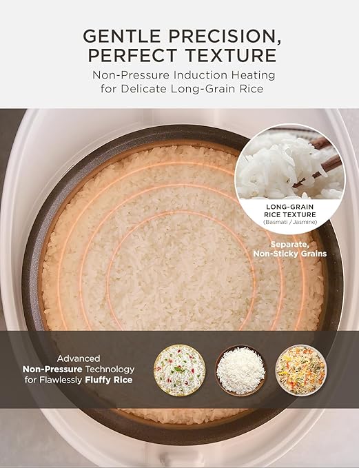 CUCKOO Micom Rice Cooker 8-Cup Uncooked / 16-Cup Cooked with Induction Heating Technology Versatile Rice Maker with 12 Menu Options and Steam Plate Voice Guide White (CR-HA0810FW)