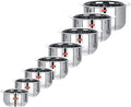 Sumeet Stainless Steel Mini to Big Size Flat Bottom Induction &amp Gas Stove Friendly Tope/Patila/Cookware Set of 8Pcs (370ML 550ML 800ML 1100ML1400ML 1800ML 2300ML 3000ML)