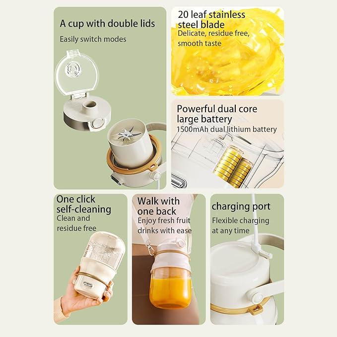 Small Juicing Machine Juices Making Bottle Fruit Juicings Device Juices Maker Multipurpose Suitable for Making Beverage Portable Blender with Digital Display