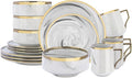 Fine China Artisan Marbled 16pc Dinner Set Grey