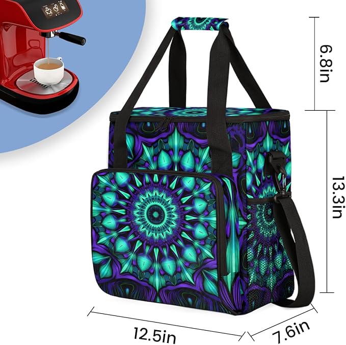 Gradient Mandala Coffee Maker Carrying Bag Crazy Lines Star Travel Storage Bag Compatible with K-Mini or K-Mini Plus Single Serve Coffee Brewer Carrying Case with Multiple Pockets &amp Shoulder Str