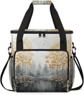 Trees Abstract Coffee Maker Travel Bag for Keurig K-Mini/K-Mini Plus Insulated Waterproof Tote with Pockets for K-Cup Portable Single-Serve Brewer Case