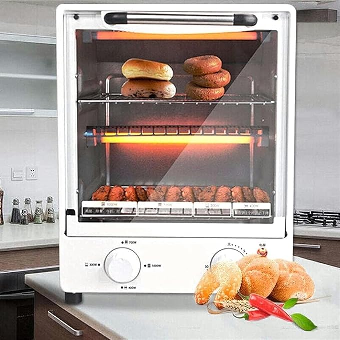AMNOOL Tabletop Electric Oven Mini Pizza Oven 1000W Convection Oven Minute Timer Can Fry Eggs Automatic Ring Reminder Aesthetic and Practical-1*