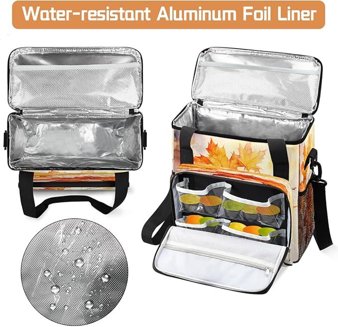 Autumn Maple Leaf Watercolor Coffee Maker Carring Bag Travel Carrying Storage Tote Bag Compatible with Keurig K-Mini or K-Mini Plus Portable Single Serve Coffee Brewer Case with Pockets