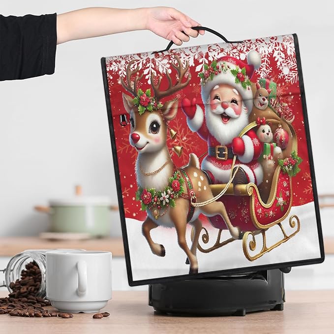 cfpolar Kitchen Aid Mixer Cover Compatible with 6-8 Quarts Christmas Elk Bell Santa Claus Stand Mixer Cover Kitchen Aid Mixers Accessories Appliance Organizer Bag Dust Covers with Zipper Pocket