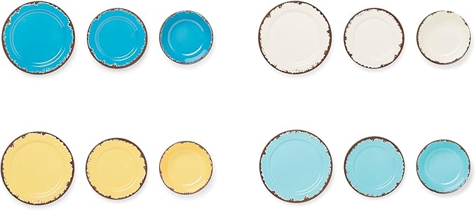 Fox Run Melamine Dinnerware Set Multicolor 12 Piece