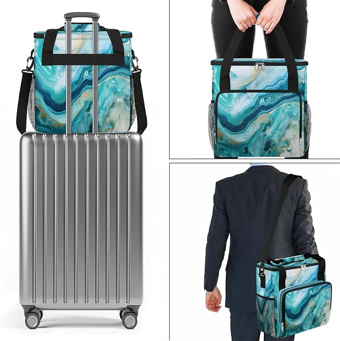 Blue Marble Texture Coffee Maker Carrying Bag for Keurig K-Mini or K-Mini Plus Storage Portable Coffee Maker Travel Bag