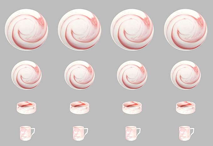 Fine China Artisan Marbled16pc Dinner Set Pink