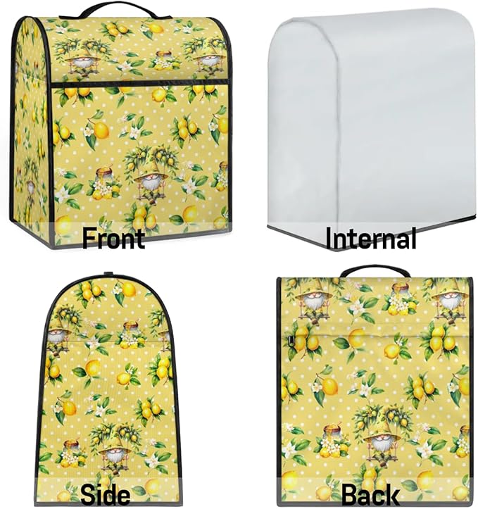 cfpolar Kitchen Aid Mixer Cover Compatible with 6-8 Quarts Yellow Lemon Flowers Stand Mixer Cover Kitchen Aid Mixers Accessories Appliance Organizer Bag Dust Covers with Zipper Pocket