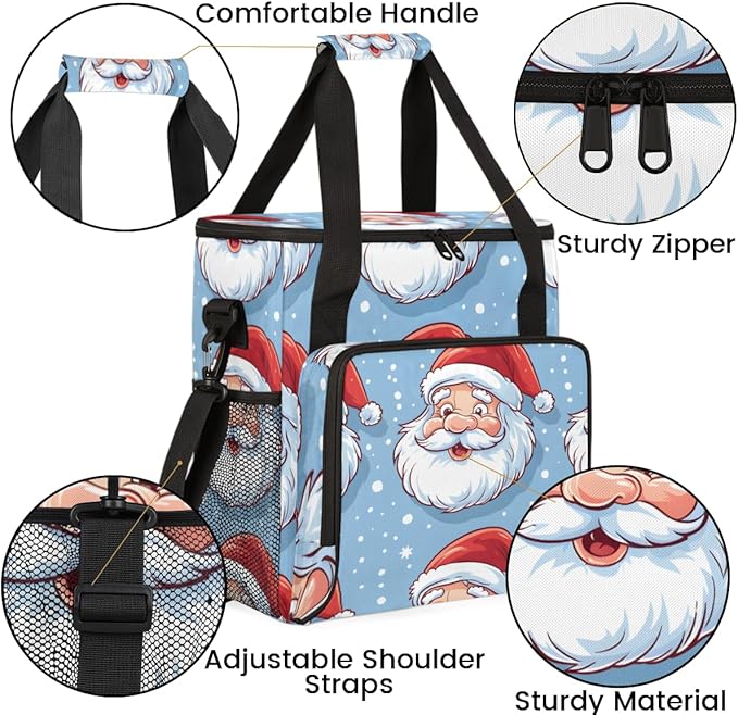 Cute Santa Claus Coffee Maker Carrying Bag Dreamy Santa Claus Travel Storage Bag Compatible with K-Mini or K-Mini Plus Single Serve Coffee Brewer Carrying Case with Multiple Pockets &amp Shoulder S