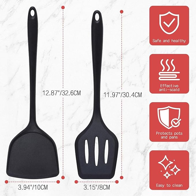 Nonstick Frying Pan Set - Iron Frying Pan 3-Piece Set (8 10 12) + 2 Silicone Spatulas With Premium Nonstick Coating Up to 450°F Skillet Suitable for Induction Gas &amp More