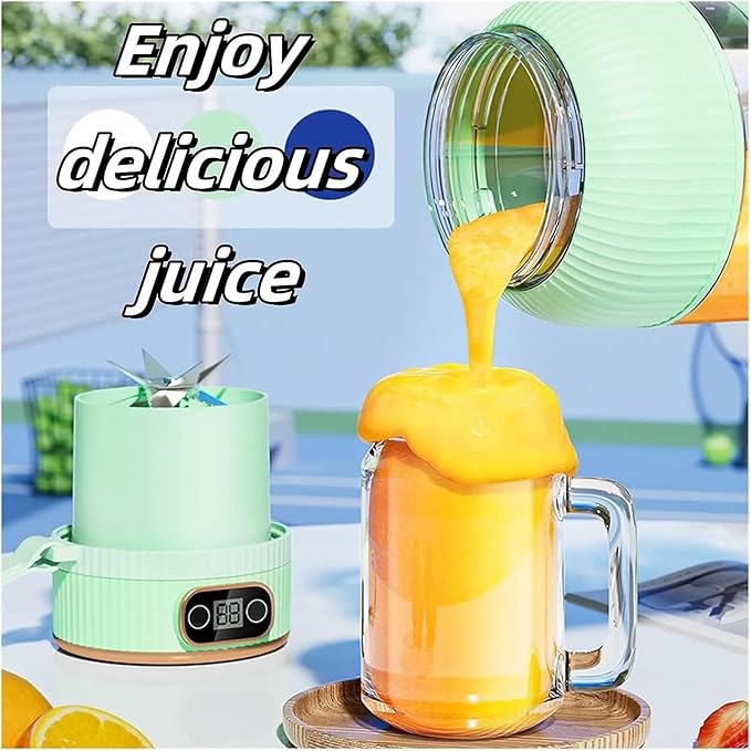 Portable Juicer Cup USB-C Rechargeable Smoothie Blender with Digital Display for Travel Compact Travel-Friendly Design