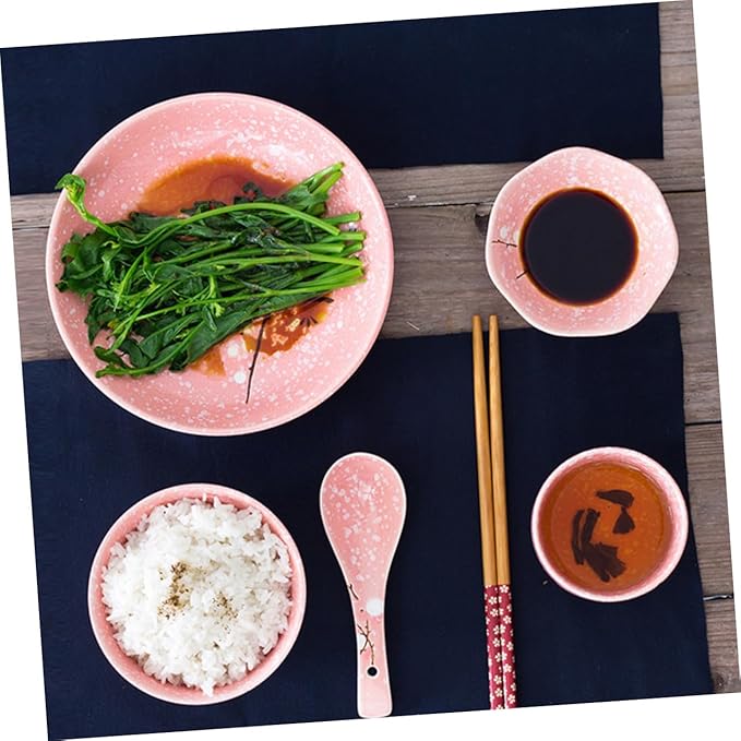 SMASOLO Japanese Ceramic Dinnerware Set 12-Piece Cutlery Kit Elegant Tableware Pink Handles Dishwasher Safe Suitable for Home Dining