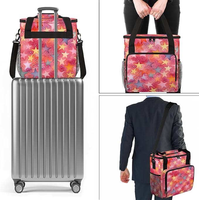 Rainbow Star Coffee Maker Carrying Bag Portable Travel Storage Tote Bag Compatible with K-Mini or K-Mini Plus Single Serve Coffee Brewer Carrying Case with Multiple Pockets &amp Shoulder Strap
