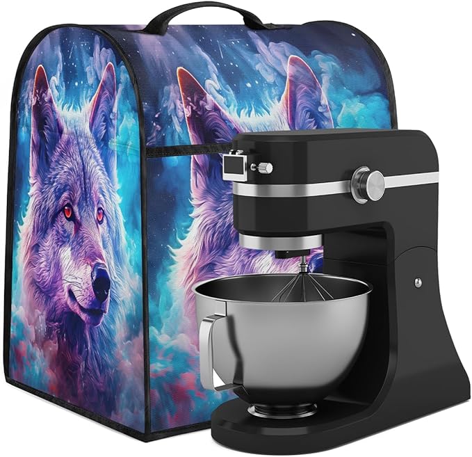 cfpolar Kitchen Aid Mixer Cover Compatible with 6-8 Quarts Animal Cute Wolf Stand Mixer Cover Kitchen Aid Mixers Accessories Appliance Organizer Bag Dust Covers with Zipper Pocket